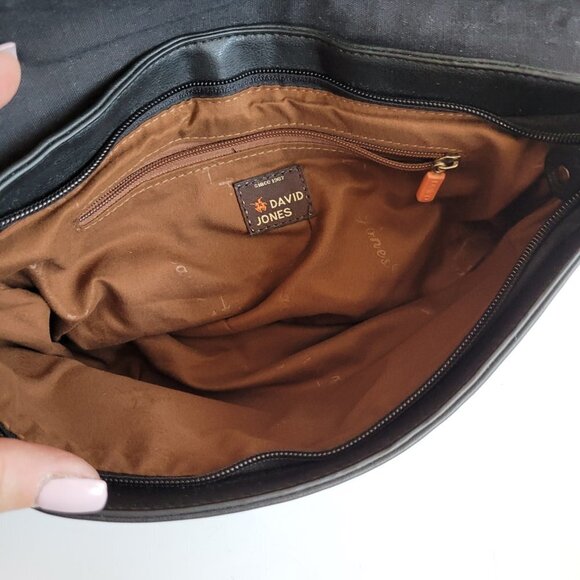 David Jones Purse Women's Paris Black Studded Faux Leather Shoulder Bag Purse - Picture 6 of 10